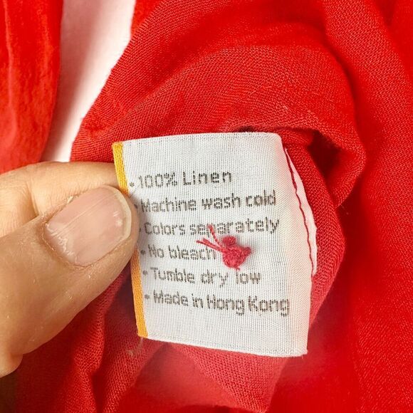 Fridaze Linen Pintuck Pleat Front Button Up Tunic Size Small Red Lagenlook - Picture 6 of 6